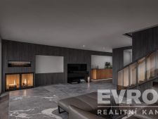 obývací pokoj s televize a betonová podlaha