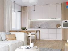 vizualizace obývacího pokoje s kuchyňským koutem