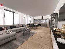 Vizualizace - obývací pokoj s kuchyňským koutem