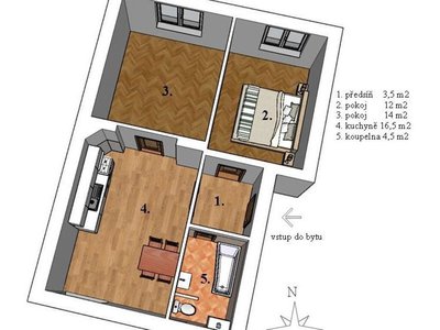 Pronájem bytu 3+kk 51 m² Brno