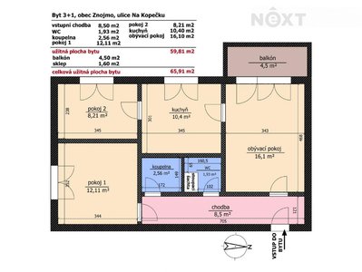 Prodej bytu 3+1, 60m²