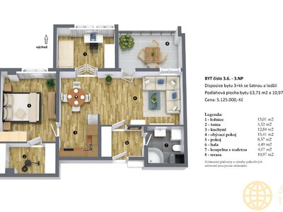 Prodej bytu 3+kk 75 m² Tábor