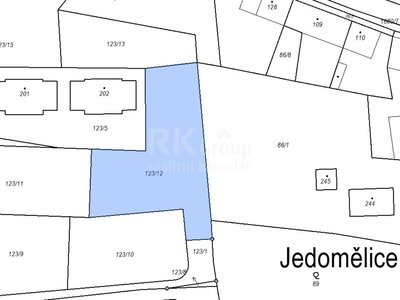 Prodej stavební parcely 1313 m² Jedomělice