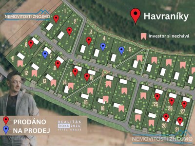 Prodej stavební parcely 955 m² Havraníky