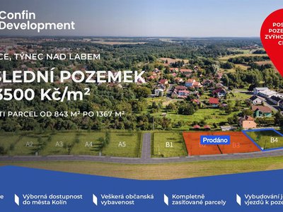 Prodej stavební parcely 878 m² Týnec nad Labem