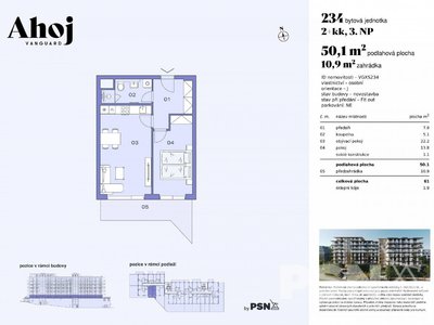 Prodej bytu 2+kk, 50m²