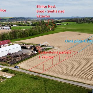 Prodej komerčního pozemku 1 723 m² Okrouhlice