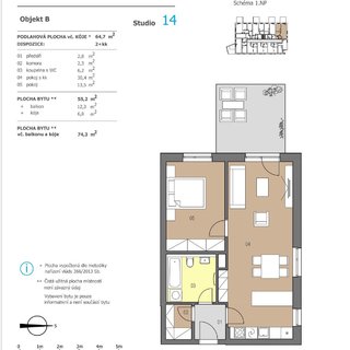 Prodej bytu 2+kk 55 m² Brno, Líšeňská
