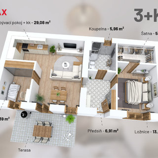 Prodej bytu 3+kk 69 m² Třeština, 