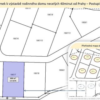 Prodej stavební parcely 800 m² Postupice